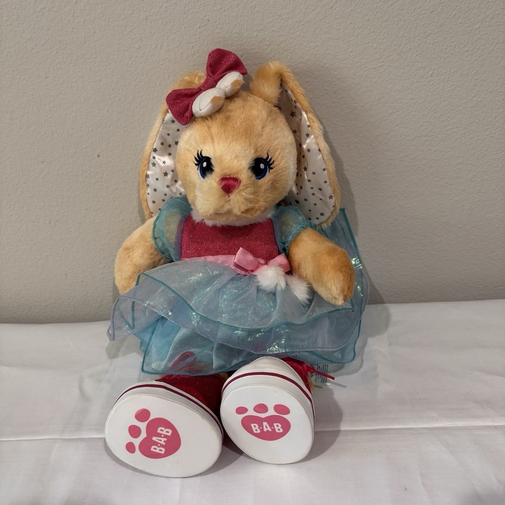 Build a Bear Plush "BAB, More Moves" Jointed 2016 Bunny Rabbit  17" Outfit Shoes